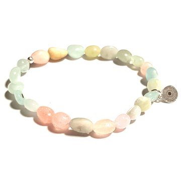 Handmade Heart Bracelet – Morganite for Love & Harmony on whit background